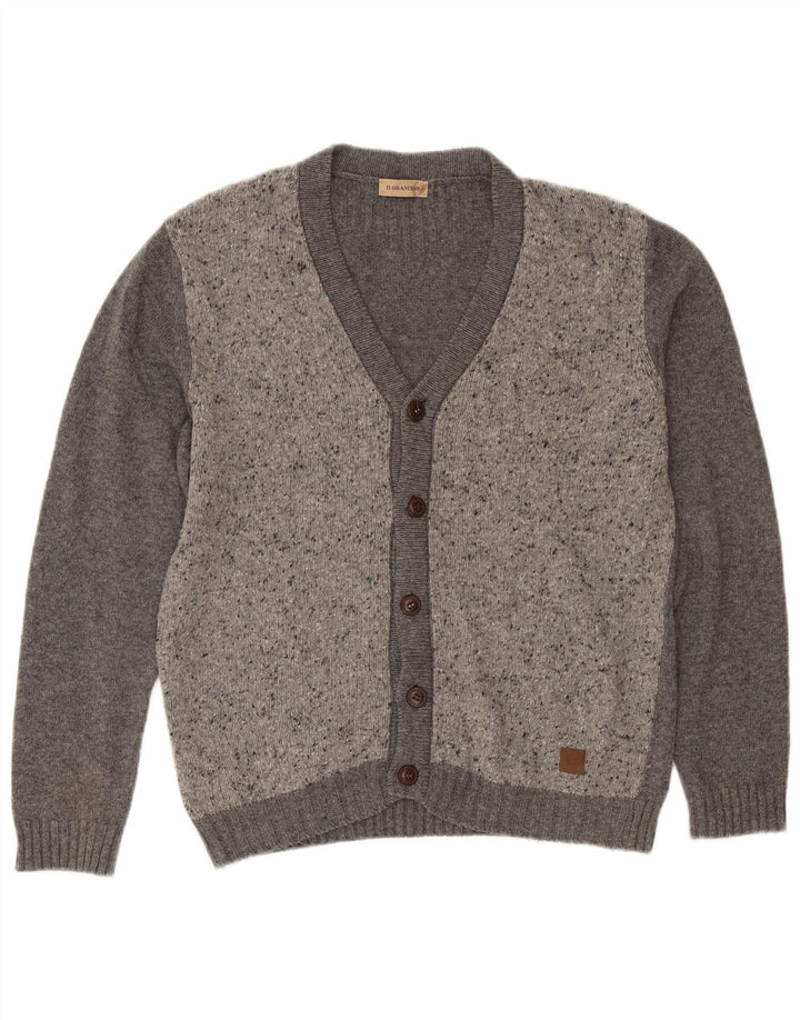 Maglione Cardigan Uomo Il Granchio IT 50 Lana Maculata Grigio Medio
