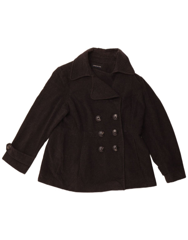 Cappotto da marinaio da donna LONDON FOG UK 18 XL lana nera