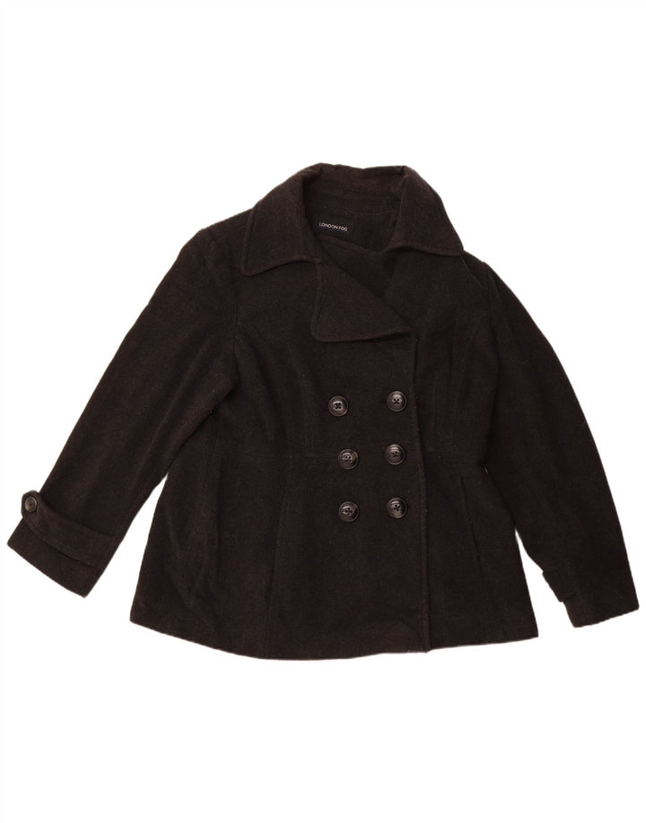 Cappotto da marinaio da donna LONDON FOG UK 18 XL lana nera