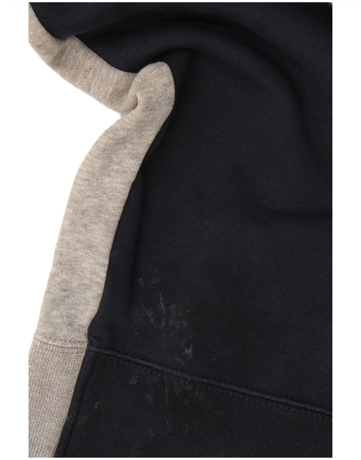 Maglione con cappuccio e zip grafica Champion da uomo, grande, in cotone color block blu navy