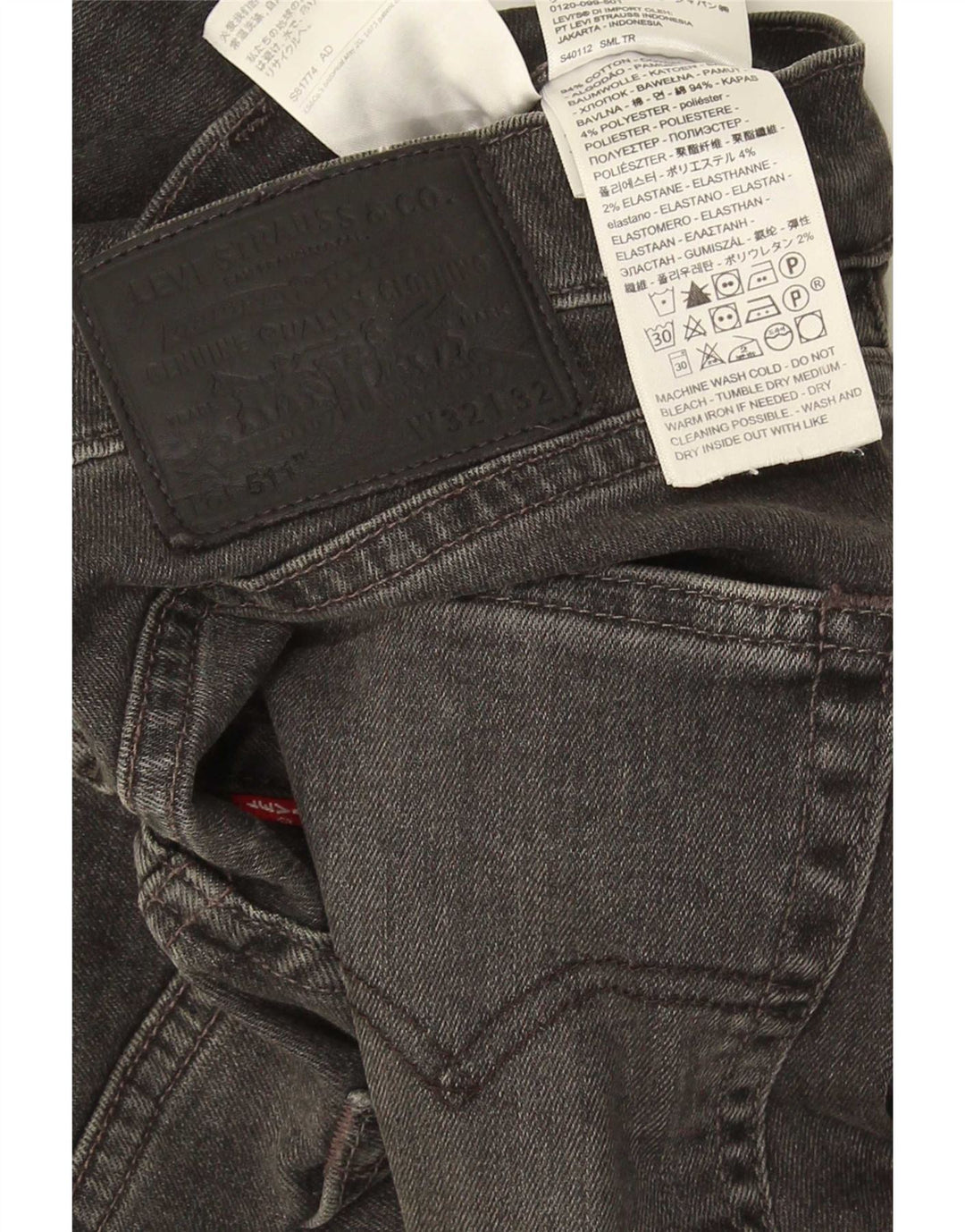 Jeans Levi's Uomo 511 Slim W32 L32 Cotone Nero