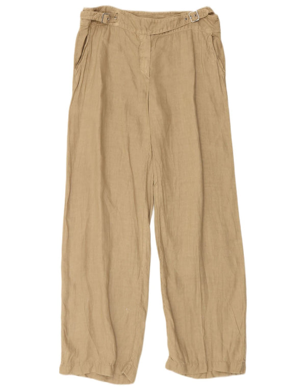MARELLA Womens Straight Chino Trousers UK 12 Medium W32 L32 Beige Linen