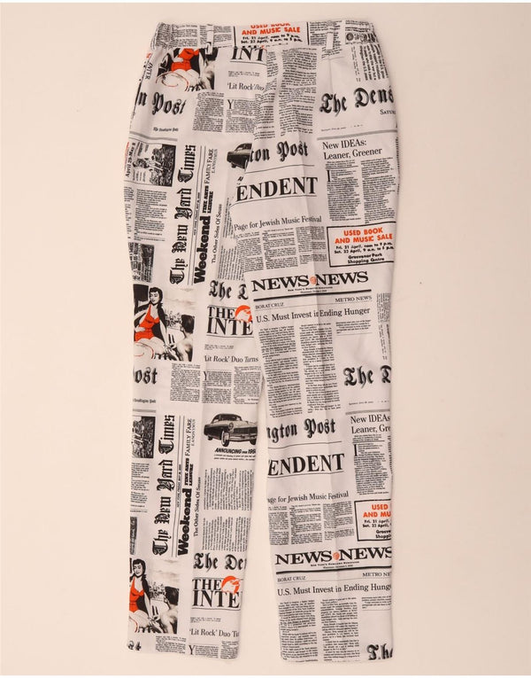 Pantaloni chino dritti con grafica vintage da donna EU 48 2XL W30 L31 Bianco