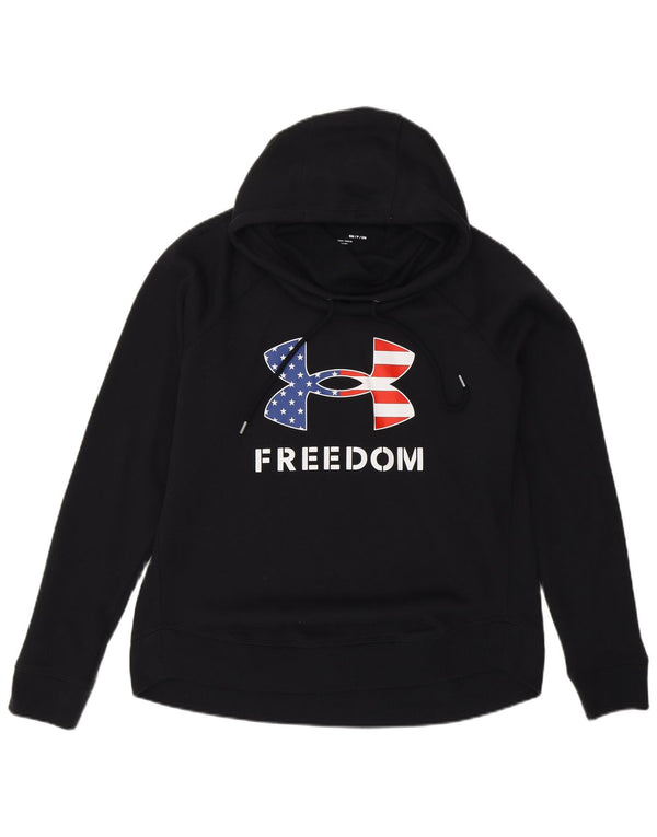 Felpa con cappuccio oversize grafica da donna Under Armour UK 10 piccola nera