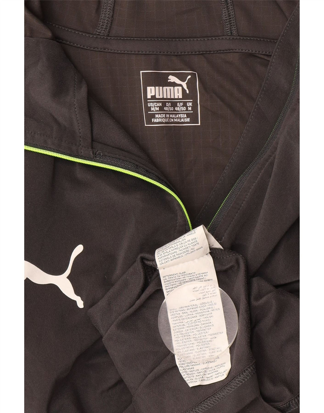 PUMA Maglia da ginnastica da uomo con cappuccio, zip e collo, color block grigio medio