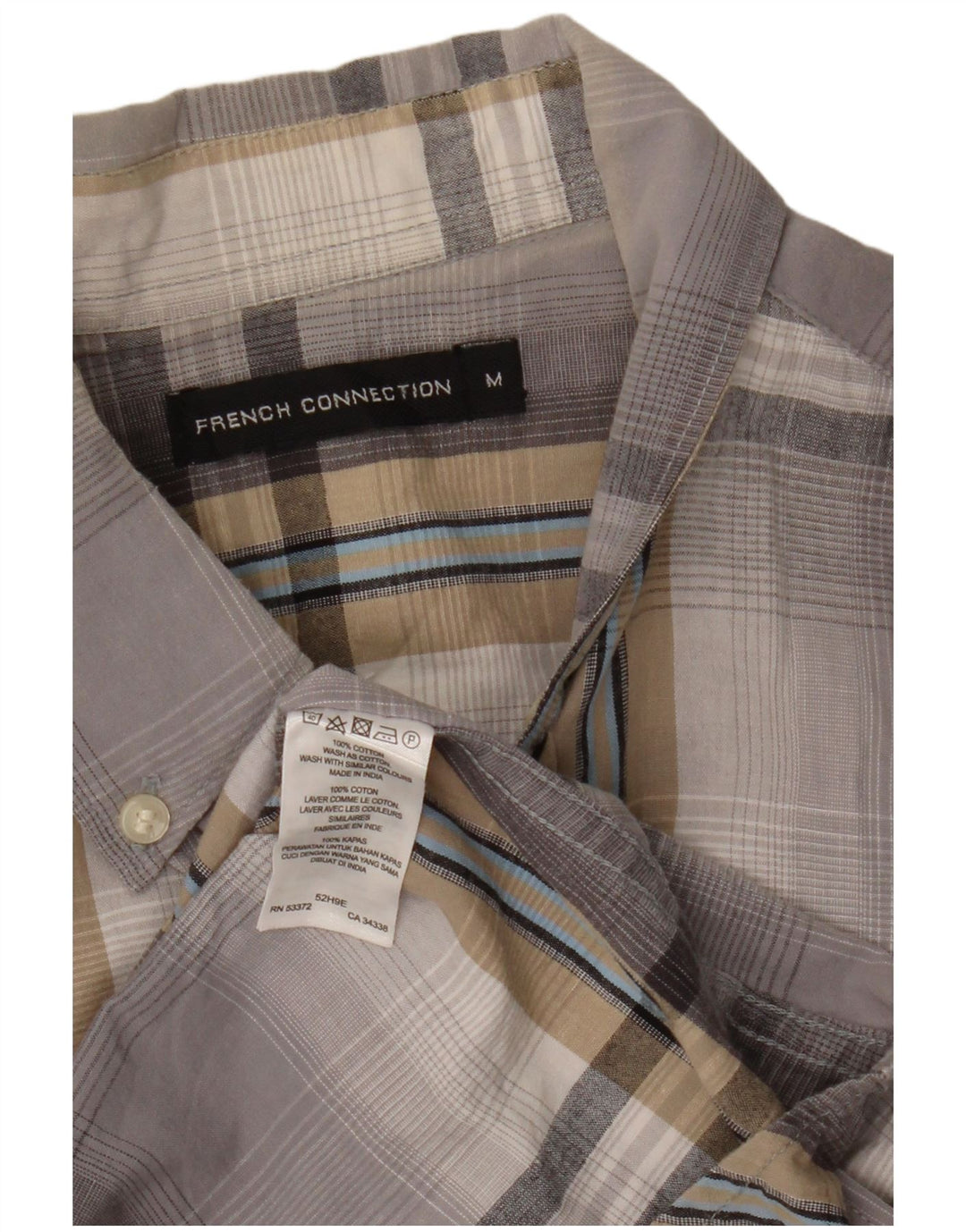 Camicia da uomo French Connection in cotone a quadri grigio medio
