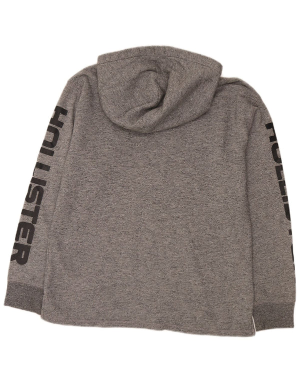 Maglione con cappuccio grafico da uomo Hollister in cotone grigio medio