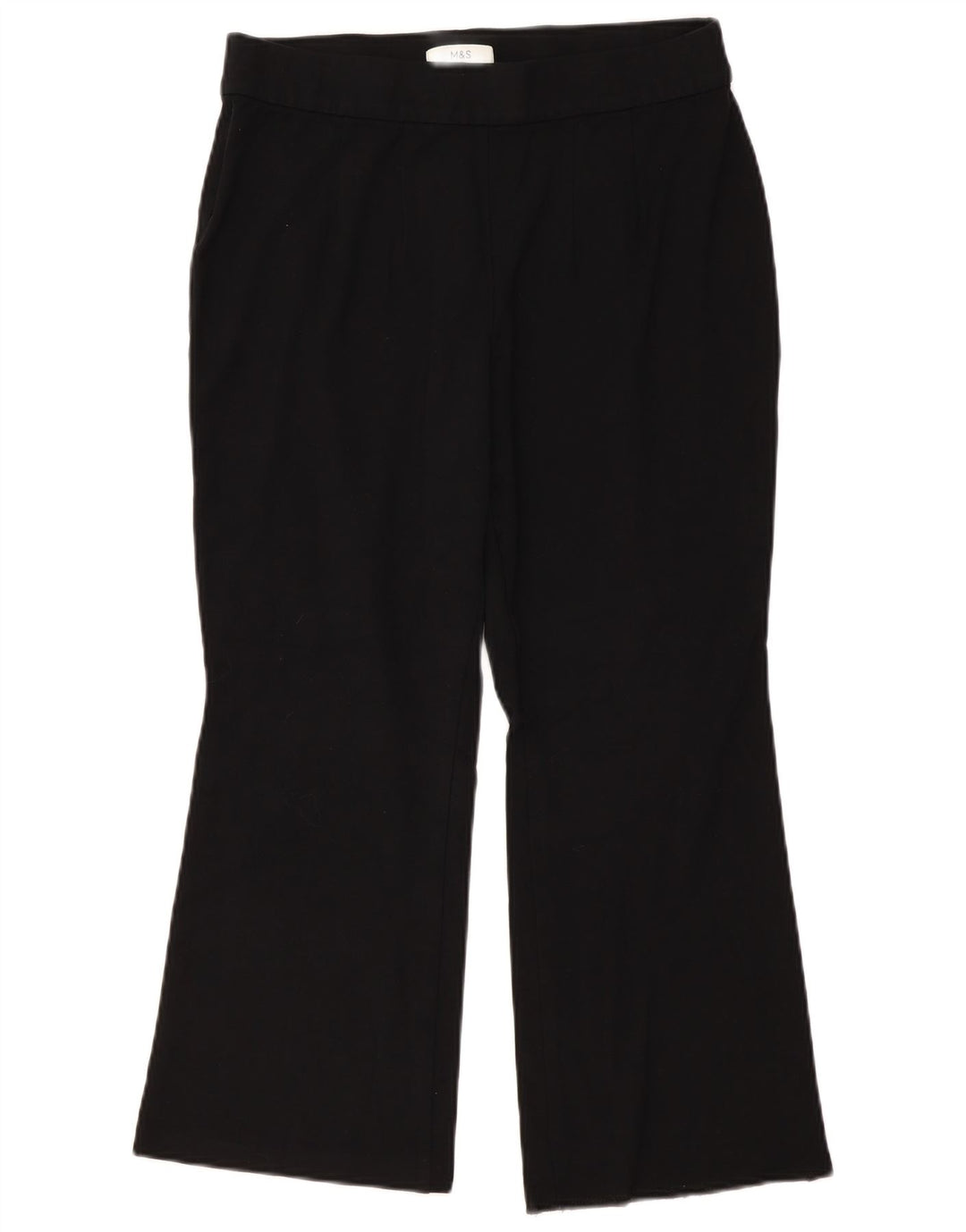 MARKS & SPENCER Pantaloni corti da donna Bootcut UK 16 Large W32 L25 Neri