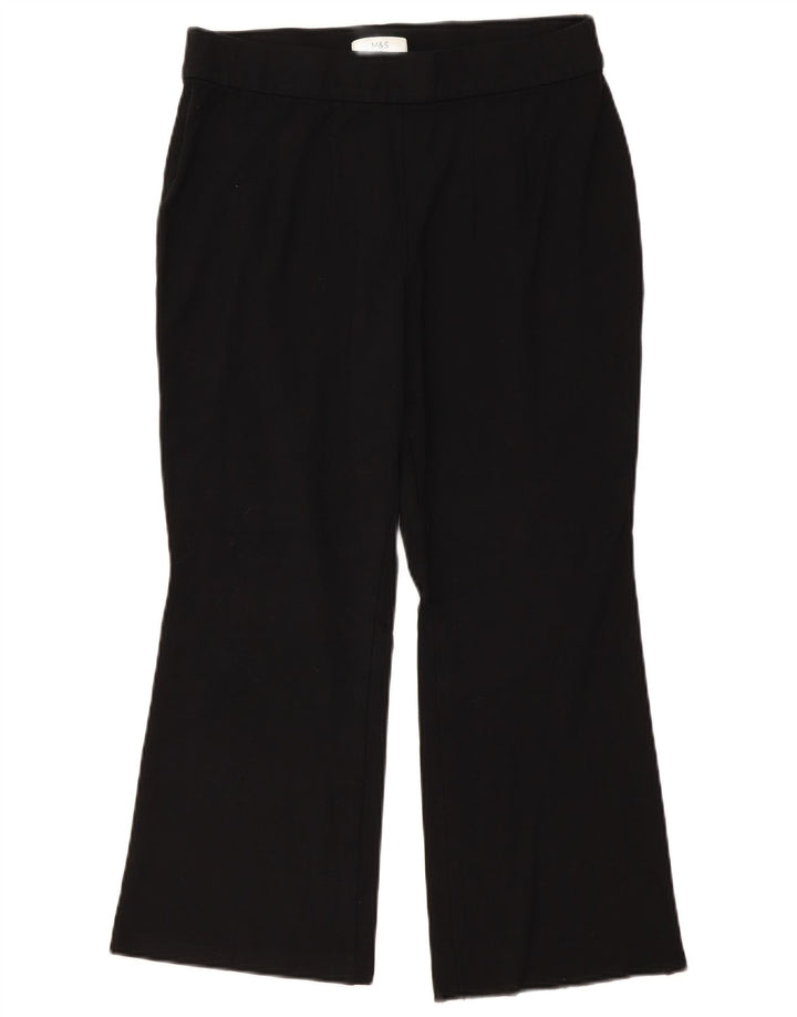 MARKS & SPENCER Pantaloni corti da donna Bootcut UK 16 Large W32 L25 Neri