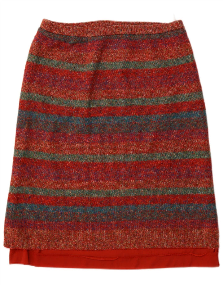 Gonna a trapezio in maglia da donna Bleyle EU 42 Large W32 Lana a righe multicolore