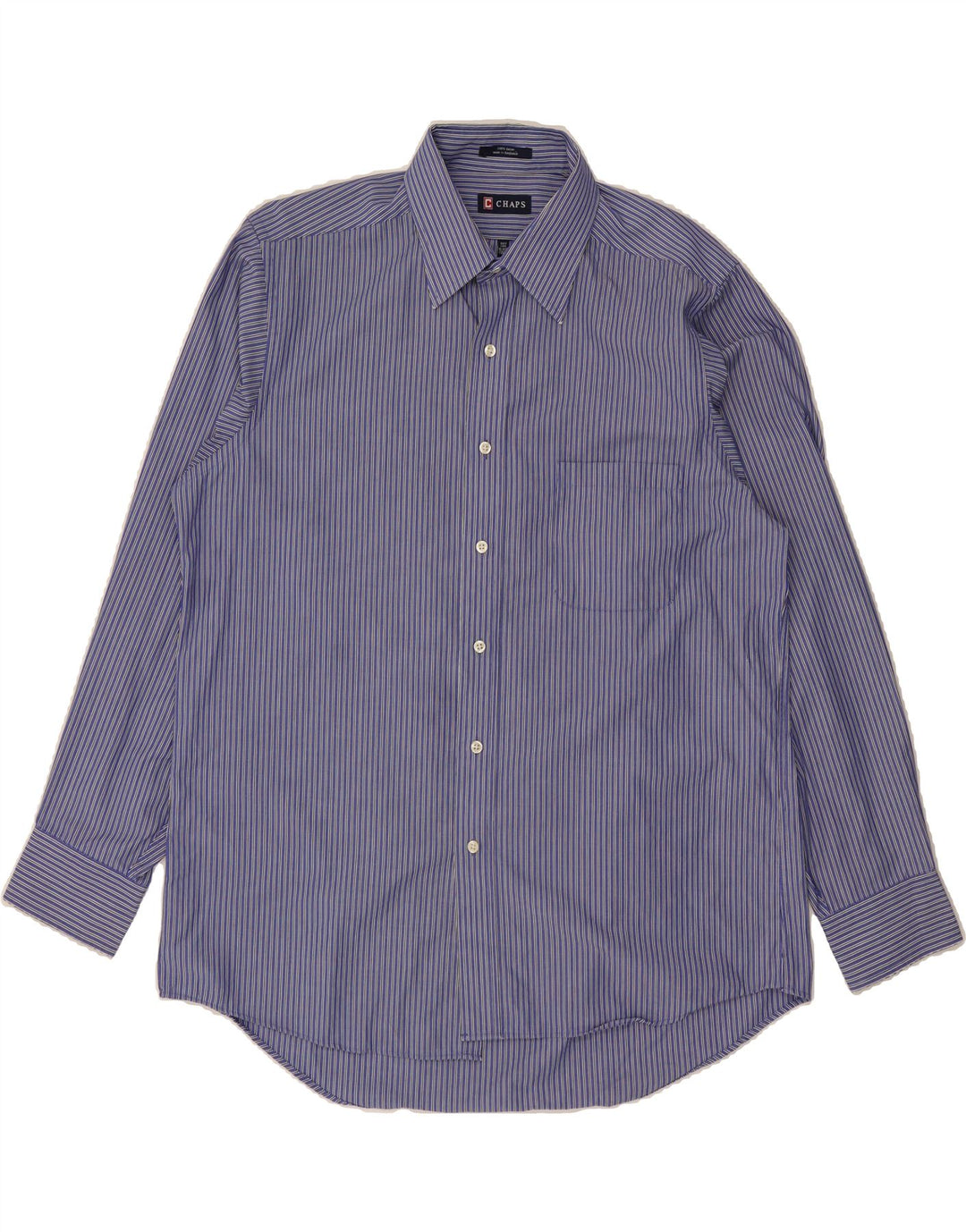 CHAPS Mens Shirt Size 16 1/2 Large Blue Striped Cotton Vintage Chaps and Second-Hand Chaps from Messina Hembry 