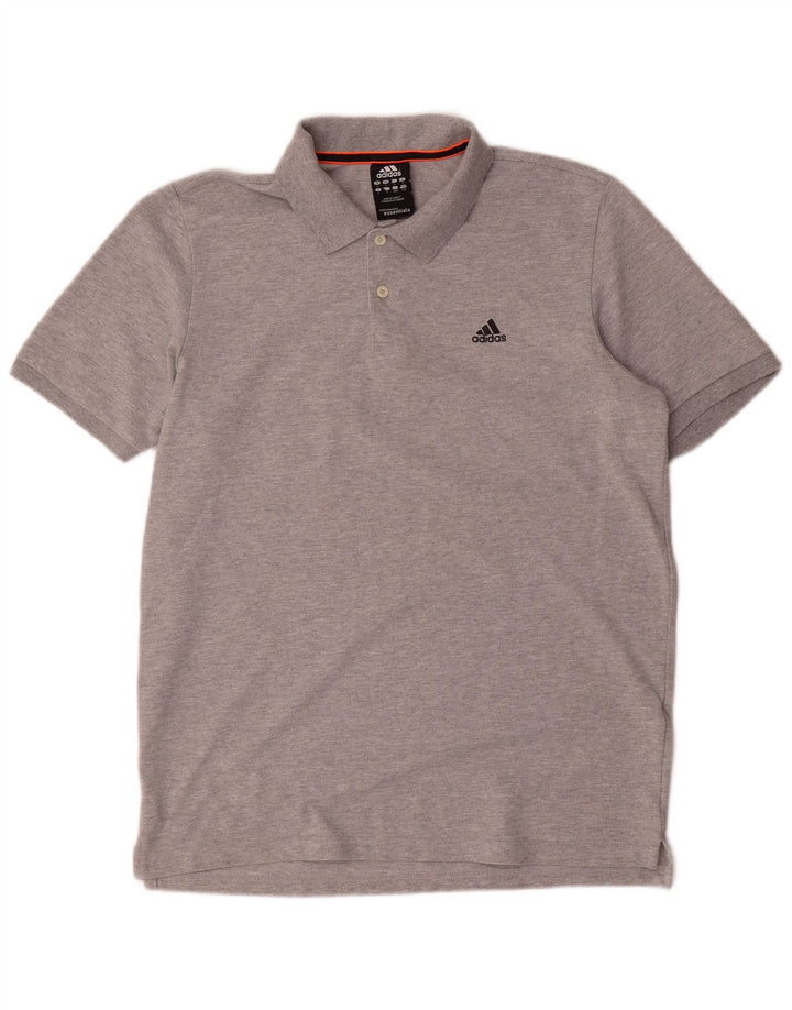 Polo Adidas Climalite da uomo grande in cotone grigio