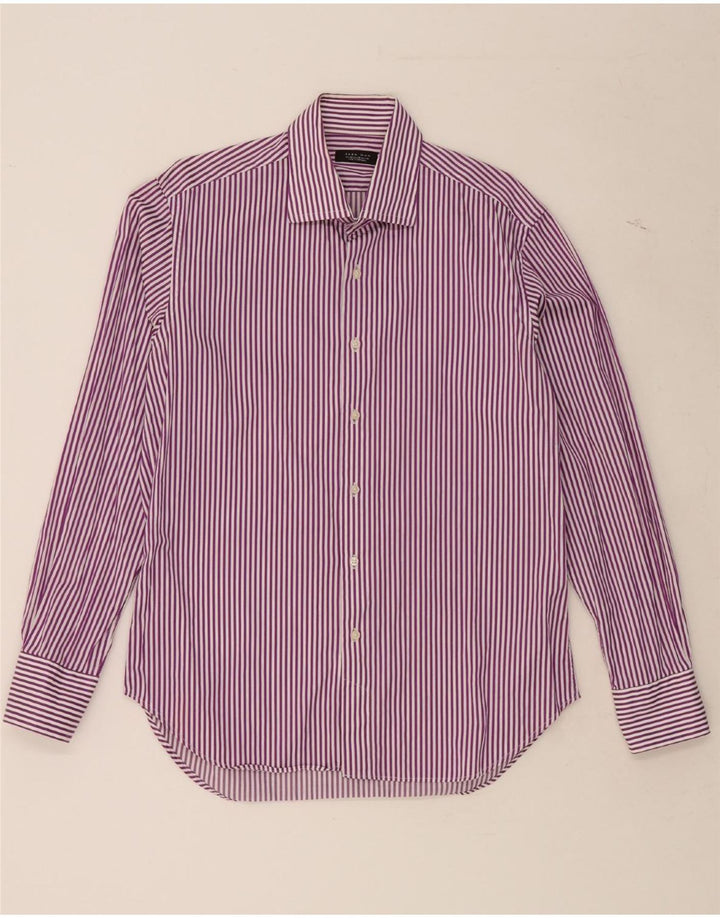 ZARA Mens Shirt EU 42 Large Purple Striped Vintage Zara and Second-Hand Zara from Messina Hembry 