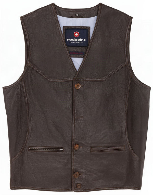 Redpoint Mens Leather Waistcoat IT 52 XL Brown