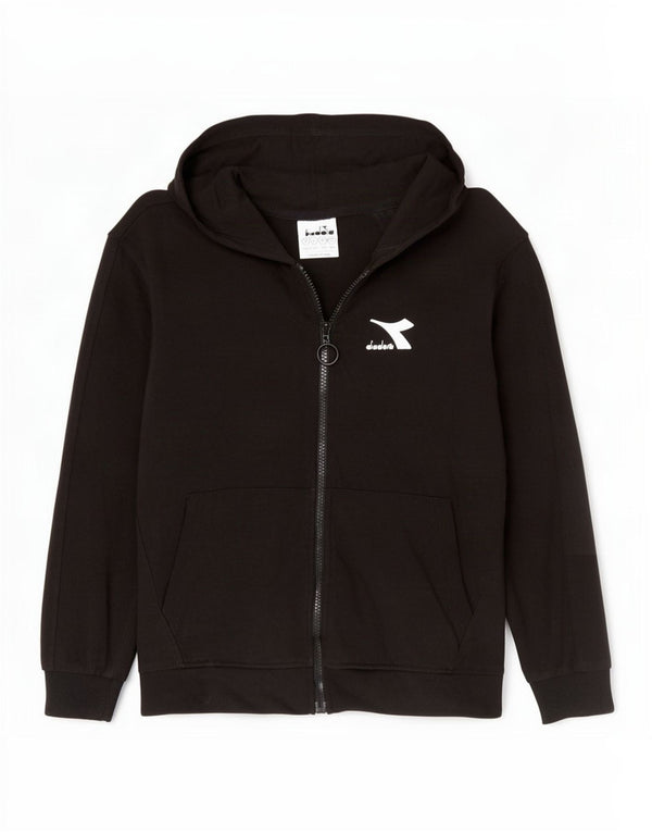 Felpa con cappuccio e zip Diadora Bambino 9-10 anni Large in cotone nero
