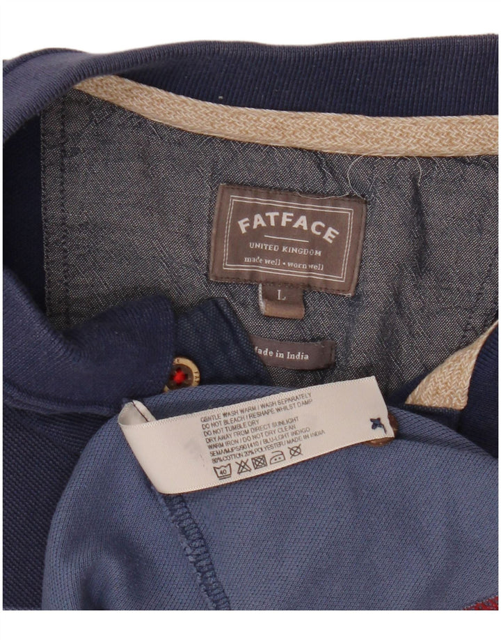 Polo da uomo Fat Face in cotone a righe grandi blu