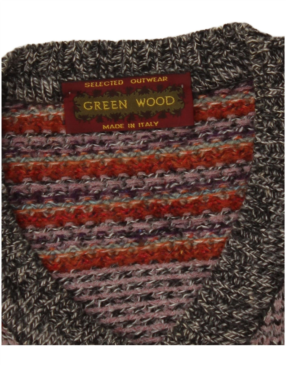 VINTAGE Mens V-Neck Jumper Sweater XL Multicoloured Striped Acrylic