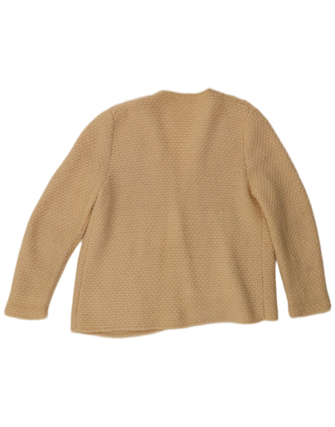 Maglione cardigan aperto da donna vintage UK 16 grande beige
