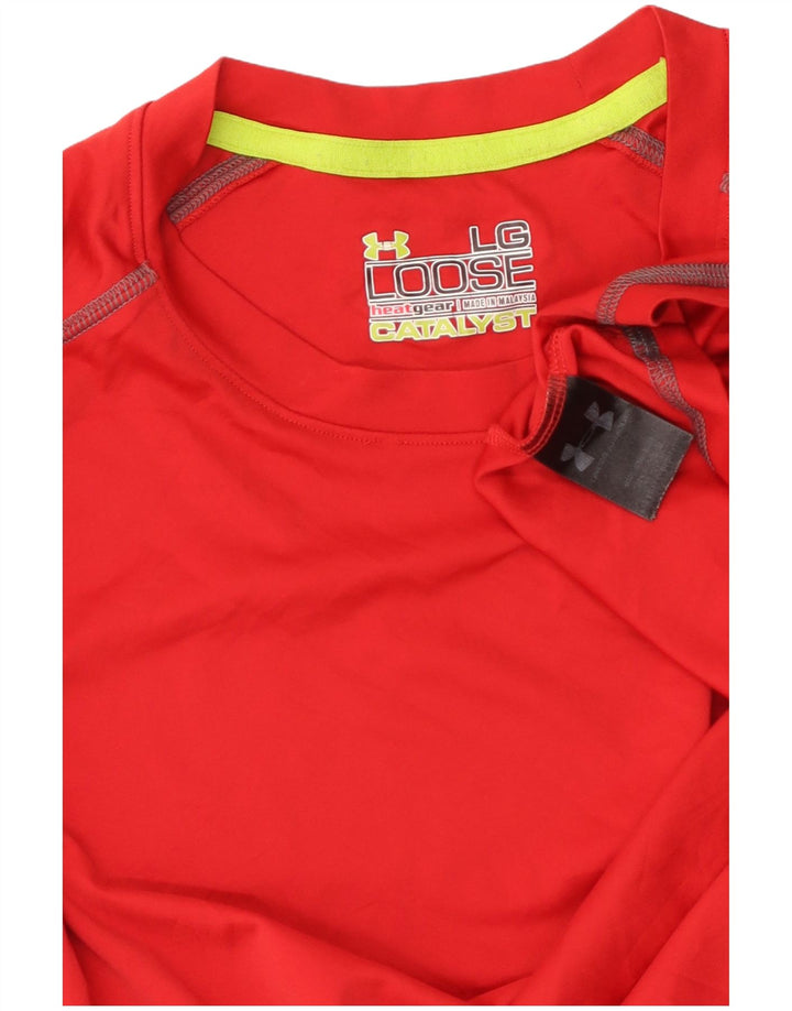 T-shirt da uomo UNDER ARMOUR Heat Gear Top grande rosso in poliestere