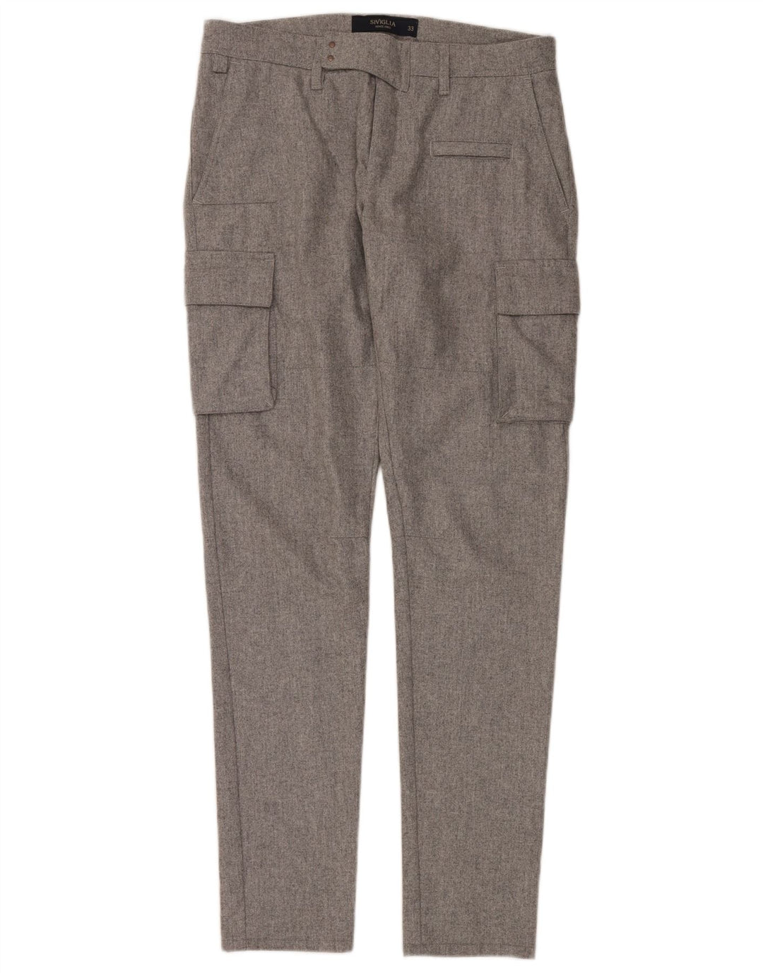 Pantaloni cargo slim da uomo SIVIGLIA W33 L36 in lana grigia