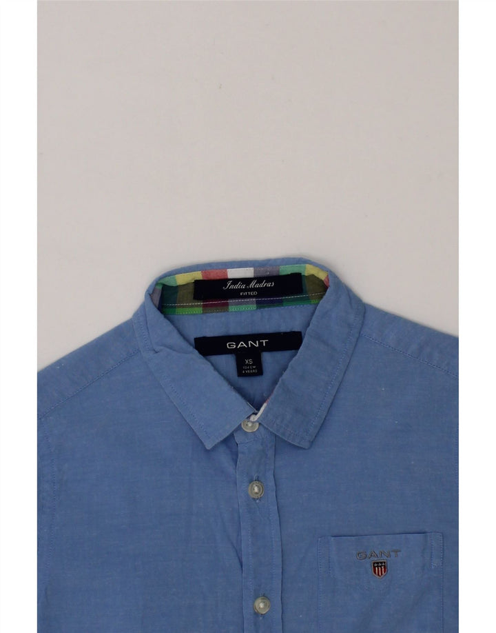 GANT Boys Fitted Shirt 3-4 Years XS Blue Cotton Vintage Gant and Second-Hand Gant from Messina Hembry 
