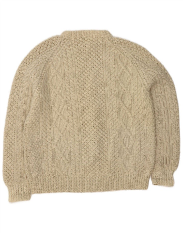 Maglione girocollo da uomo vintage color bianco sporco medio