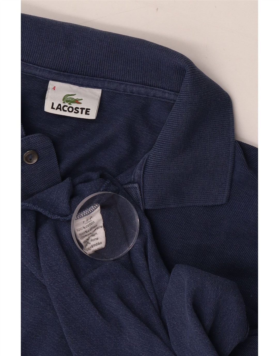 Polo da uomo Lacoste taglia 4 media in cotone blu navy