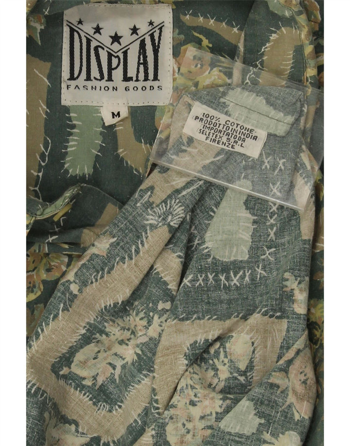 Camicia vintage da uomo in cotone floreale verde medio