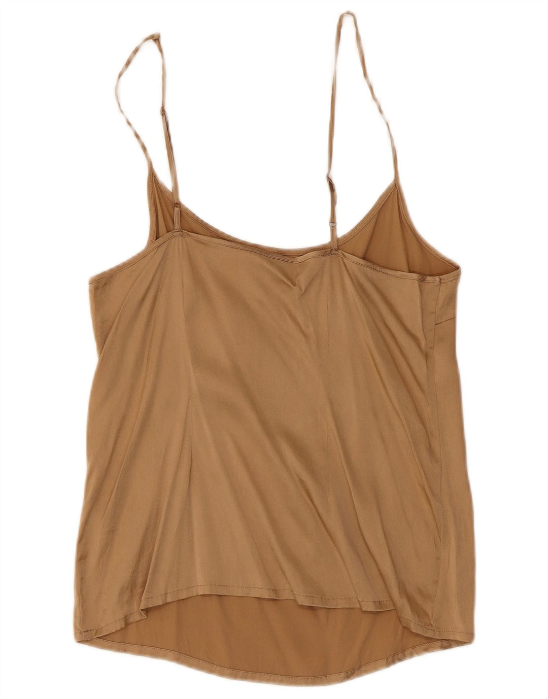 Canottiera vintage da donna UK 8 piccola in seta marrone