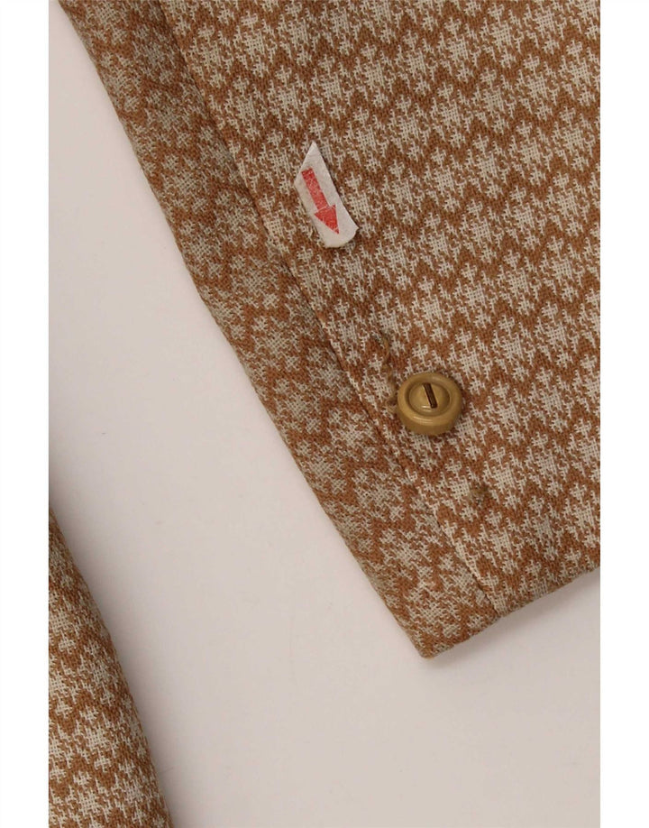 Cappotto vintage da donna UK 10 piccolo beige geometrico
