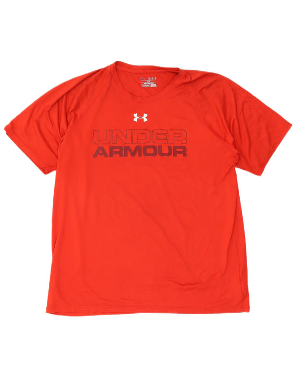 T-shirt grafica da uomo Under Armour Heat Gear Top grande poliestere rosso