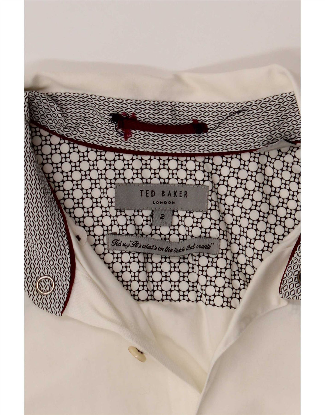 Camicia da uomo Ted Baker taglia 2 piccola in cotone bianco