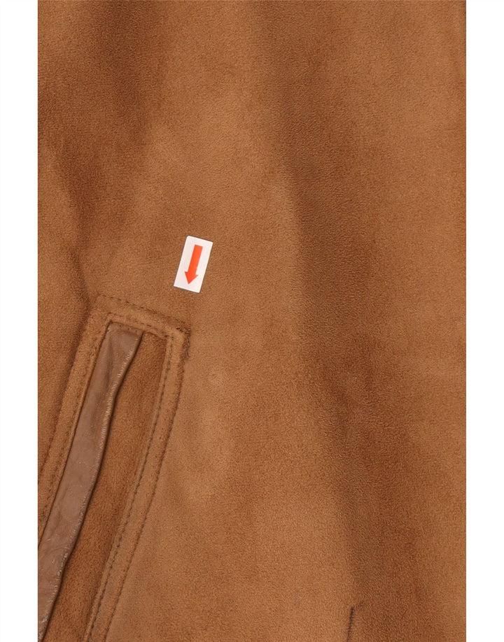 EMPORIO E.G.A Giubbotto bomber in pelle scamosciata da uomo UK 42 XL Beige