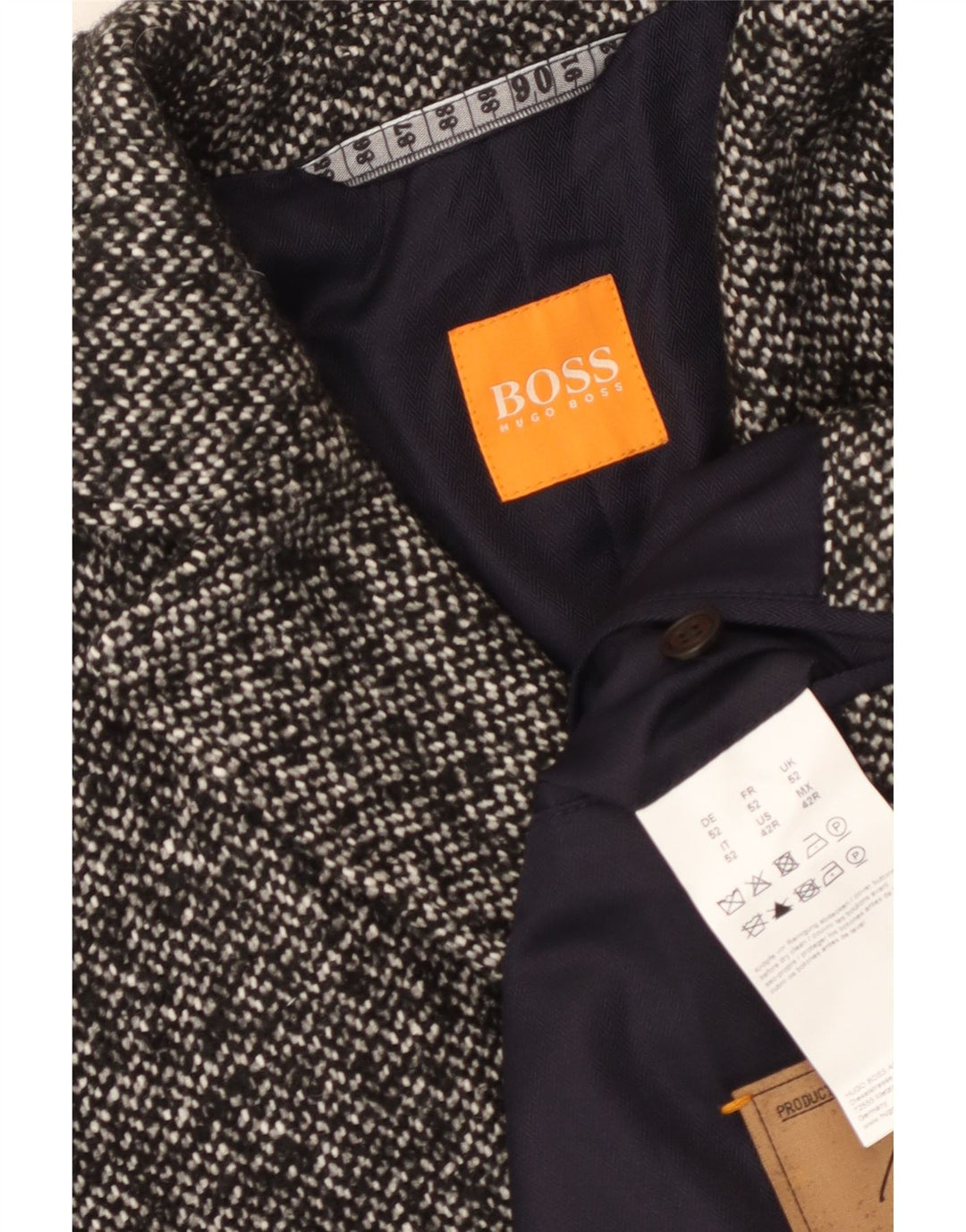 Cappotto da uomo Hugo Boss EU 52 XL Acrilico chiazzato grigio