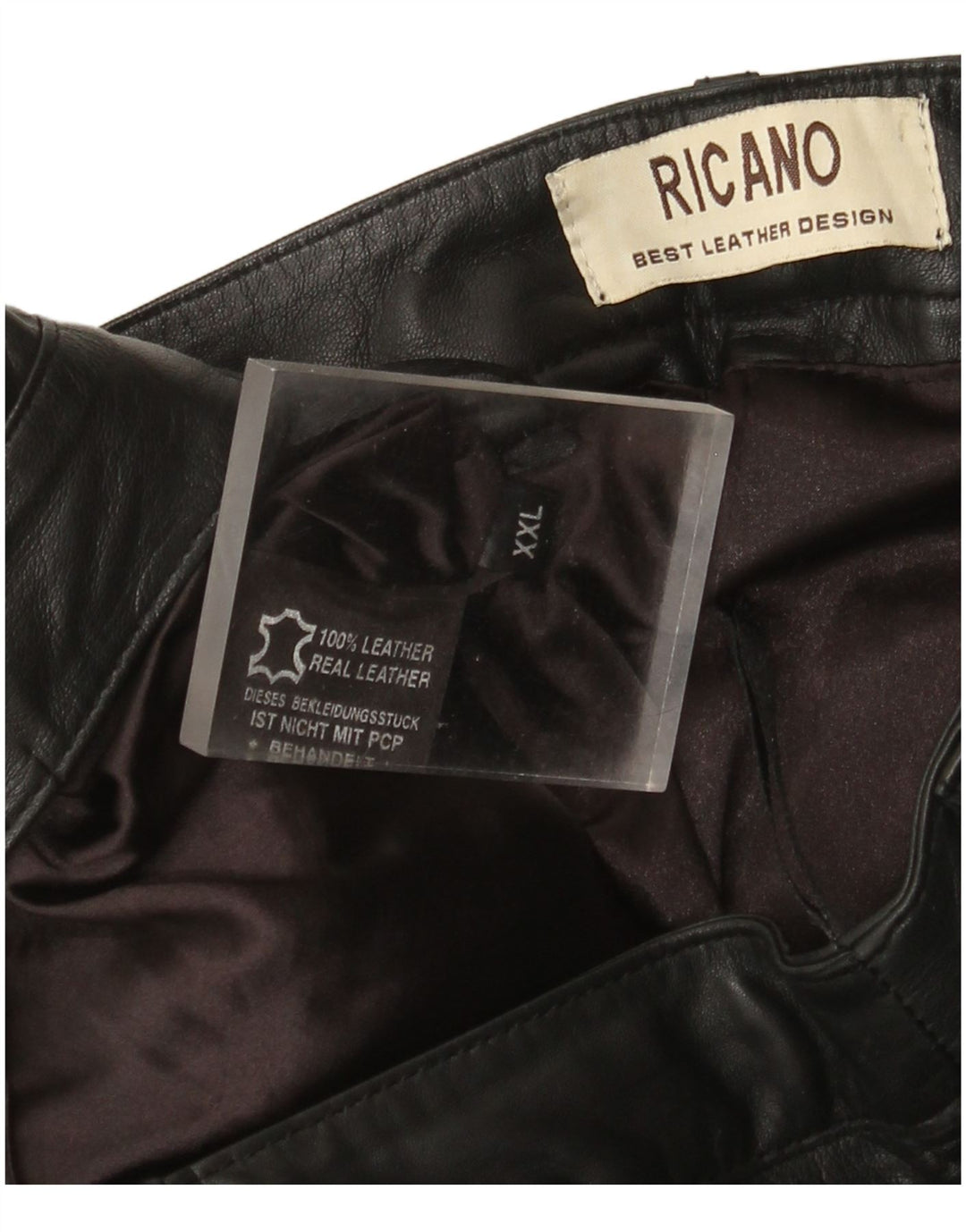 Pantaloni dritti in pelle da donna Ricano W34 L30 in pelle nera