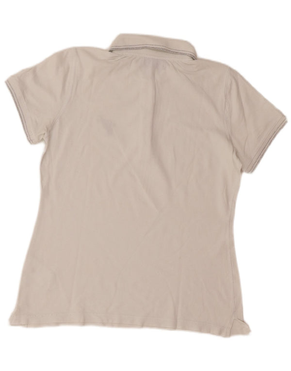 Polo Donna Trussardi Jeans UK 14 Large Cotone Bianco