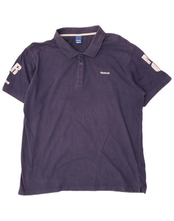 Polo grafica da uomo Reebok UK 58/60 2XL Blu Navy Cotone