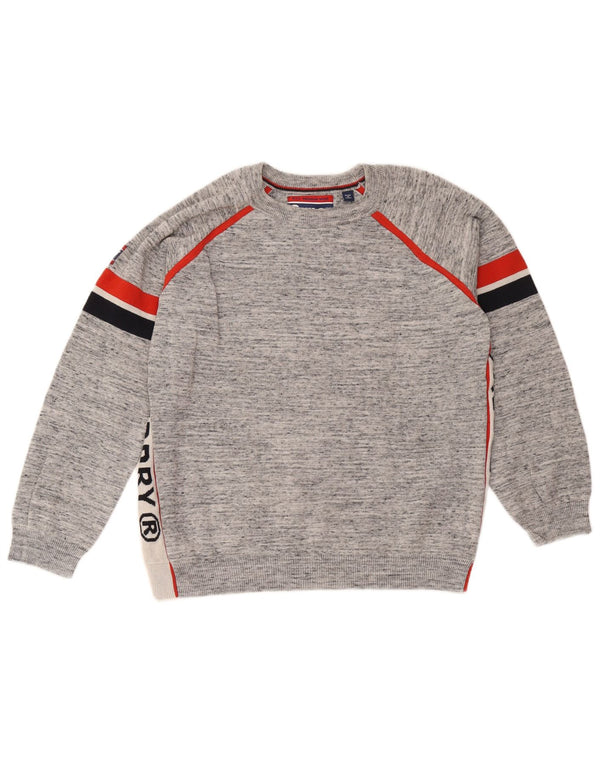Maglione maglione girocollo con grafica da uomo Superdry Large Grey Colourblock
