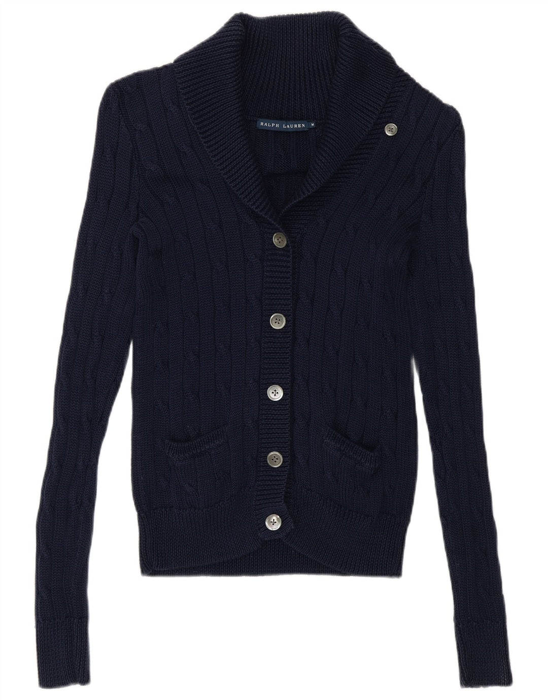 Maglione cardigan da donna Ralph Lauren UK 14 blu navy medio