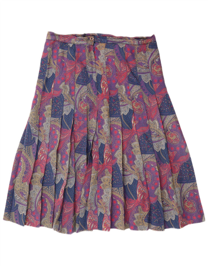 Gonna a pieghe vintage da donna W32 grande motivo cachemire multicolore