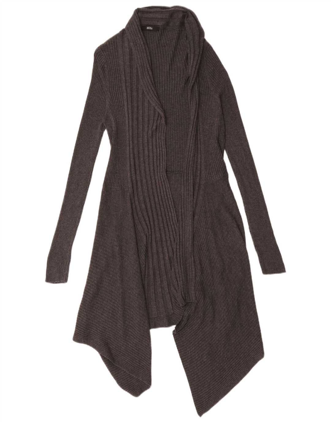 Maglione cardigan aperto lungo da donna Marks & Spencer UK 18 XL Grigio