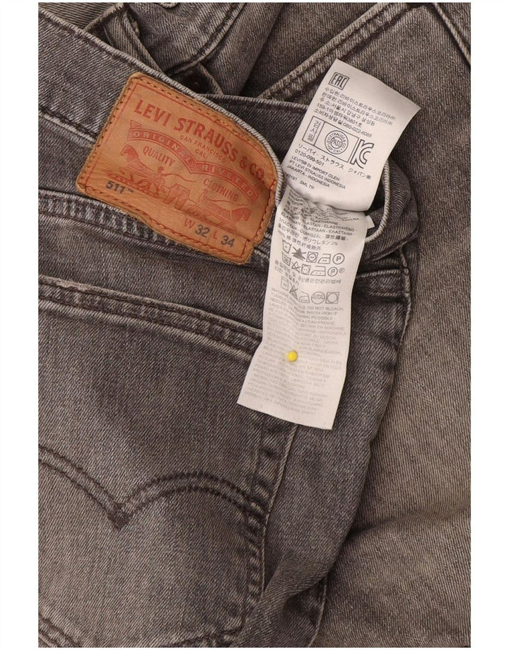 Levi's Uomo 511 Slim Jeans W32 L34 Cotone Grigio