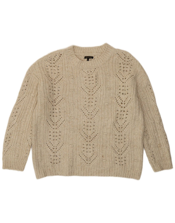 Maglione maglione girocollo da donna Massimo Dutti UK 16 grande bianco sporco