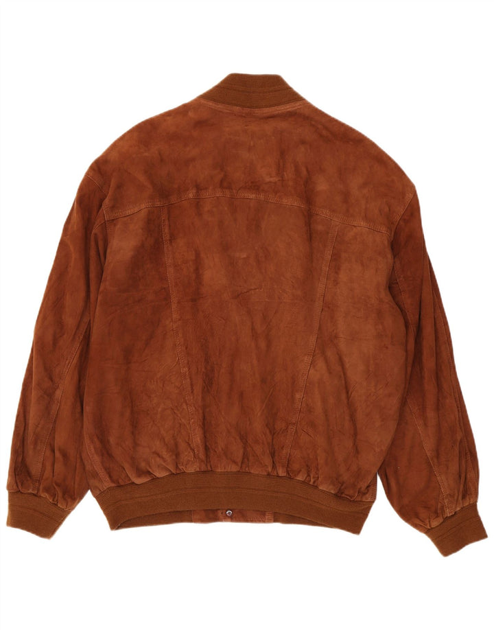 Giubbotto bomber vintage in pelle scamosciata da uomo EU 54 2XL Marrone
