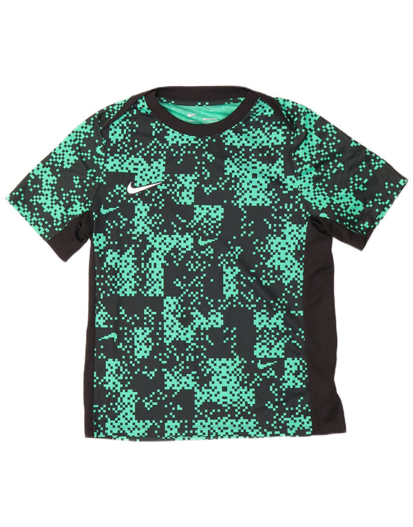 T-shirt slim da uomo Nike Dri Fit con motivo astratto, top in poliestere verde medio