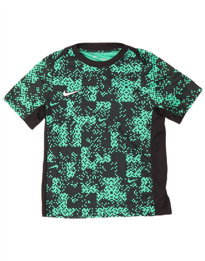 T-shirt slim da uomo Nike Dri Fit con motivo astratto, top in poliestere verde medio
