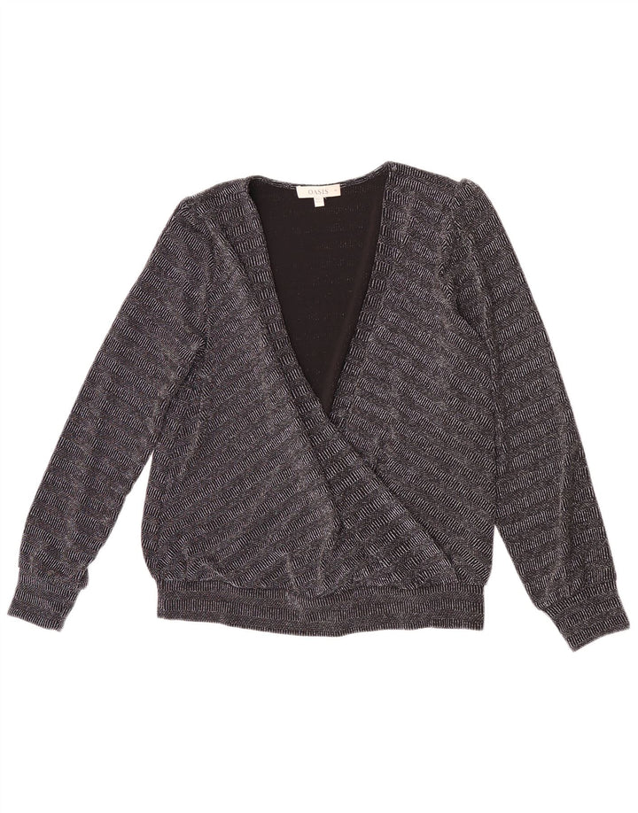 Camicetta a maniche lunghe da donna Oasis UK 14 Poliammide a righe nere medie