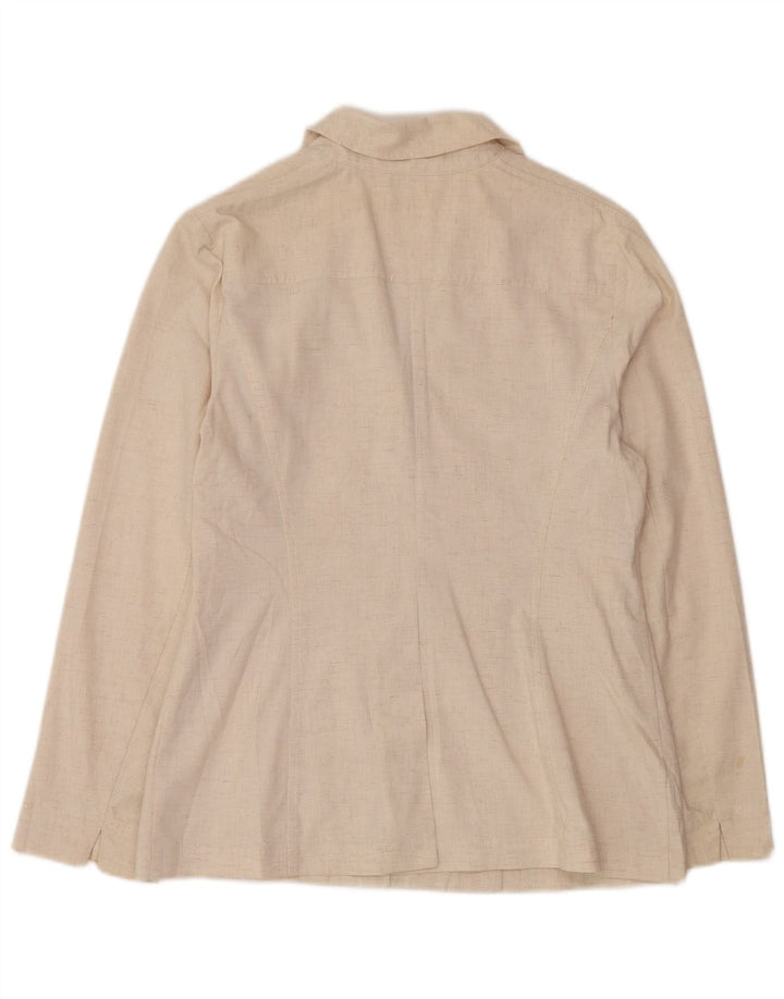 Giacca blazer a 4 bottoni Marks & Spencer da donna UK 16 grande viscosa beige