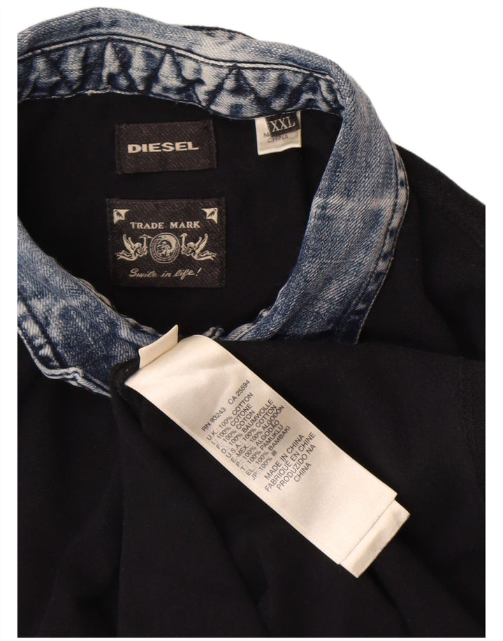 Polo da rugby da uomo Diesel 2XL in cotone nero