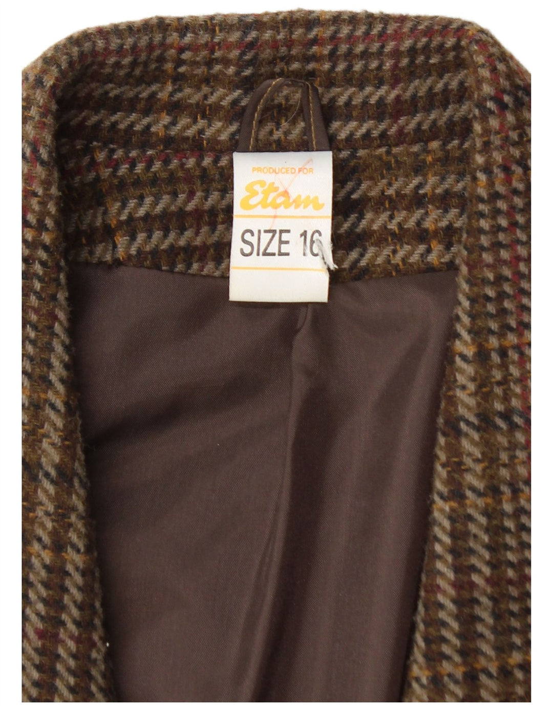 Giacca blazer doppiopetto da donna ETAM US 16 2XL Acrilico a quadri marrone